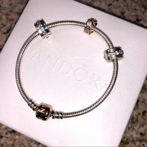 Pandora silver/rose gold charm bracelet